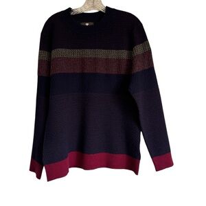 Jaquard Knit Obermeyer Chevoit Crewneck Sweater Wool Blend Size XL